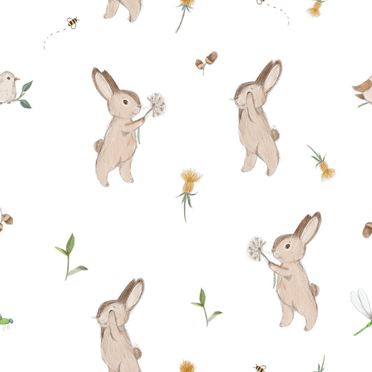 bunny rabbit floral nursery wallpaper removable peel and stick