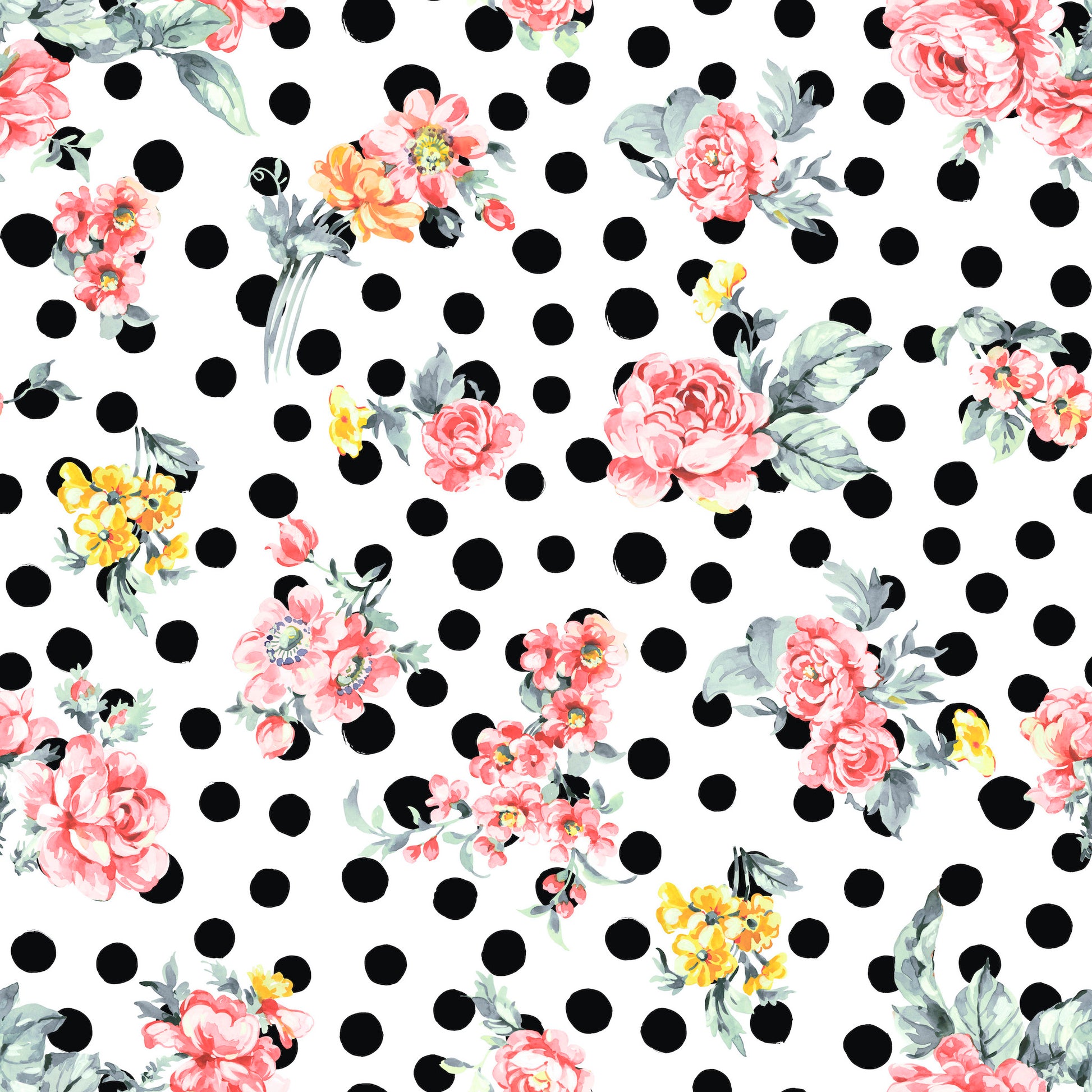 polka dot chic floral kids peel and stick removable fabric wallpaper