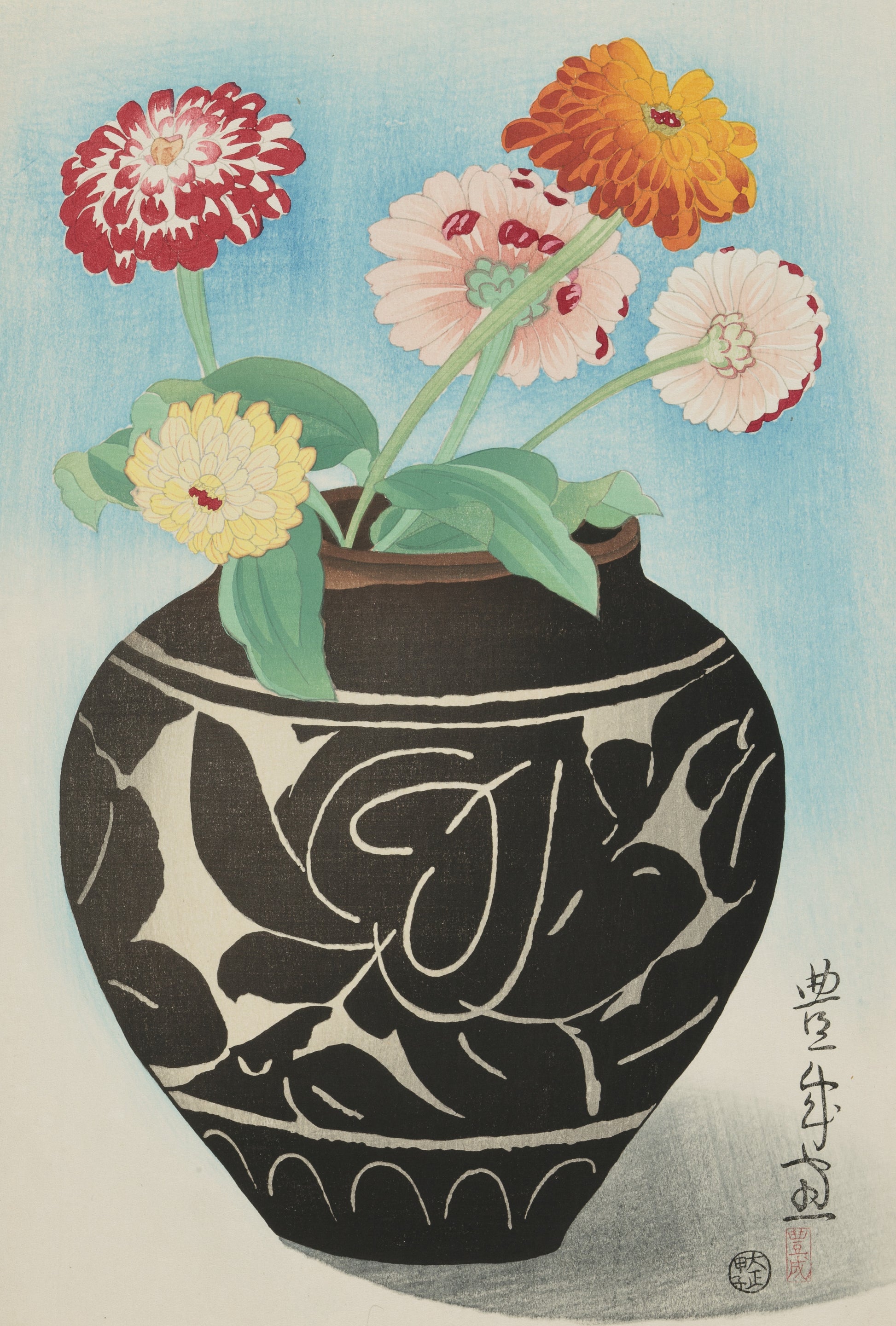 yamamura koka A Jar of Zinnias fine art museum print
