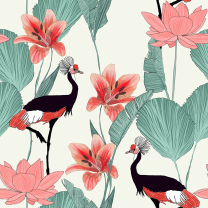 crane tropical bird wallpaper peel and stick coastal decor