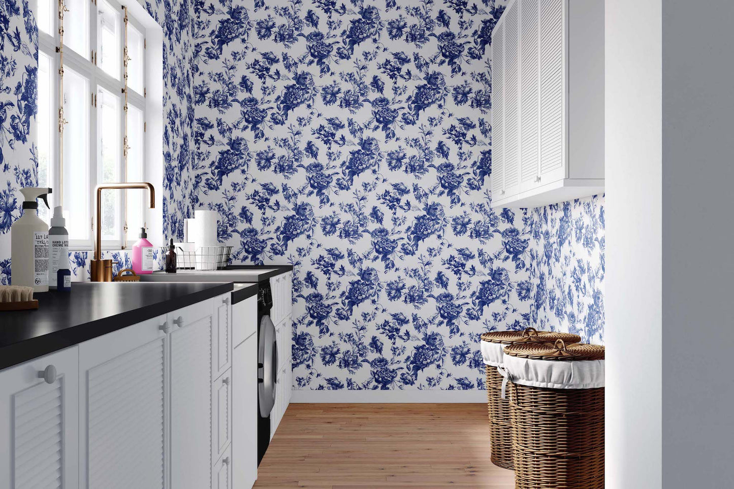 Scarlet Toile | Peel and Stick | Fabric Wallpaper