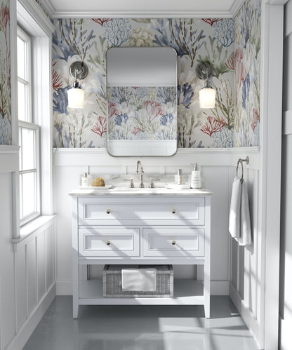 Luxury Ocean Coral | Luxe Traditional Wallpaper