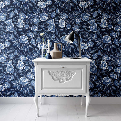 Denim Roses | Pre-Pasted Wallpaper