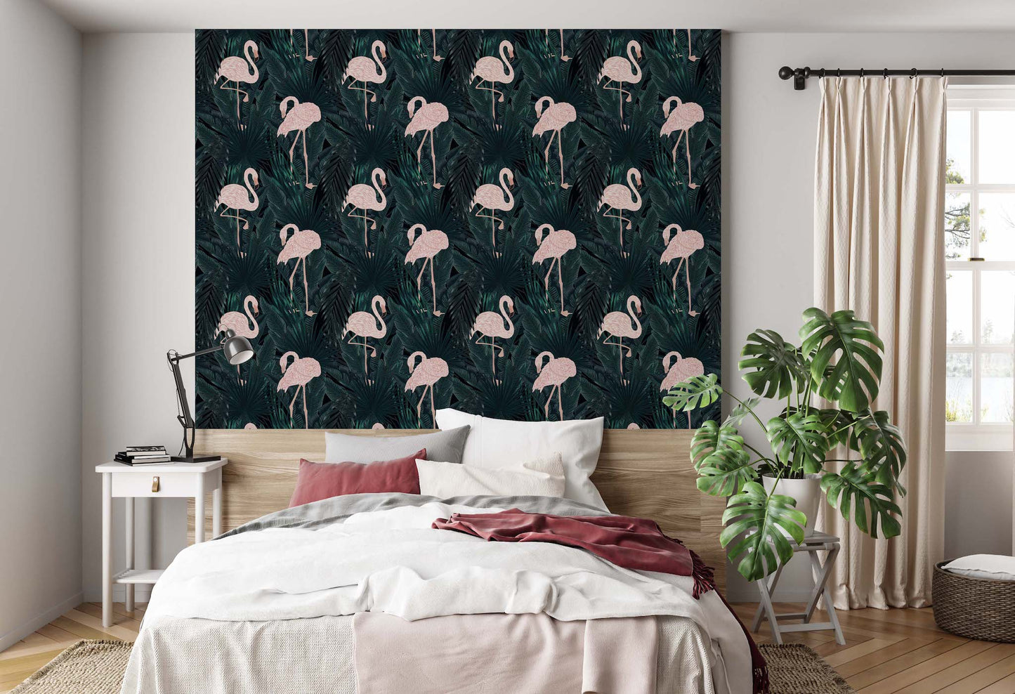 Florida Flamingo | Peel and Stick | Fabric Wallpaper