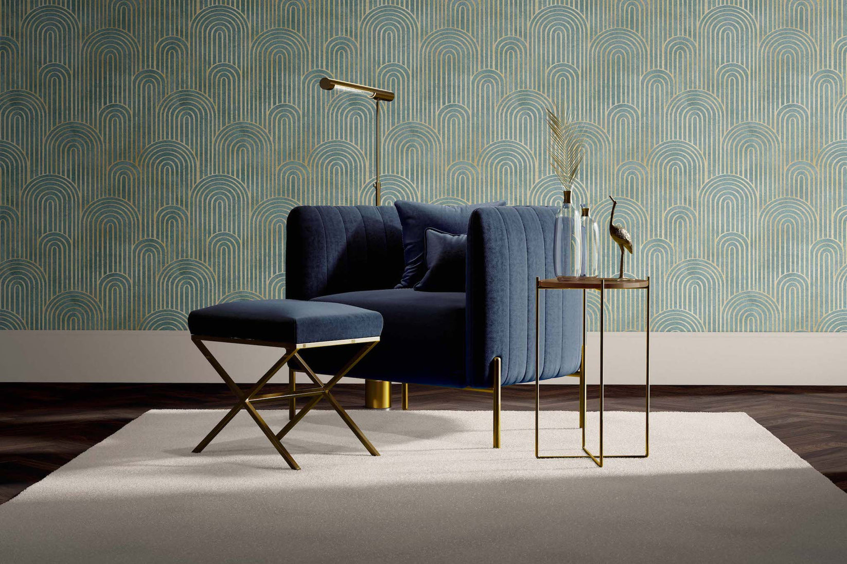 View of Art Deco Wallpaper. Minimalist Lines-Sophisticated & Fun For Any Room ...