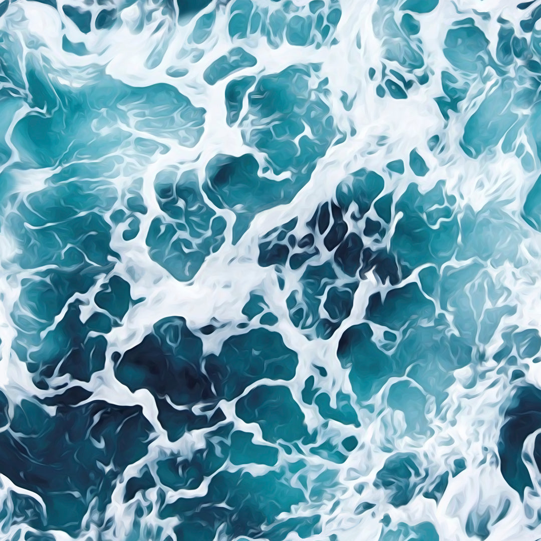 Peel & Stick Blue White Waves Wallpaper Hand Painting Seamless Sea