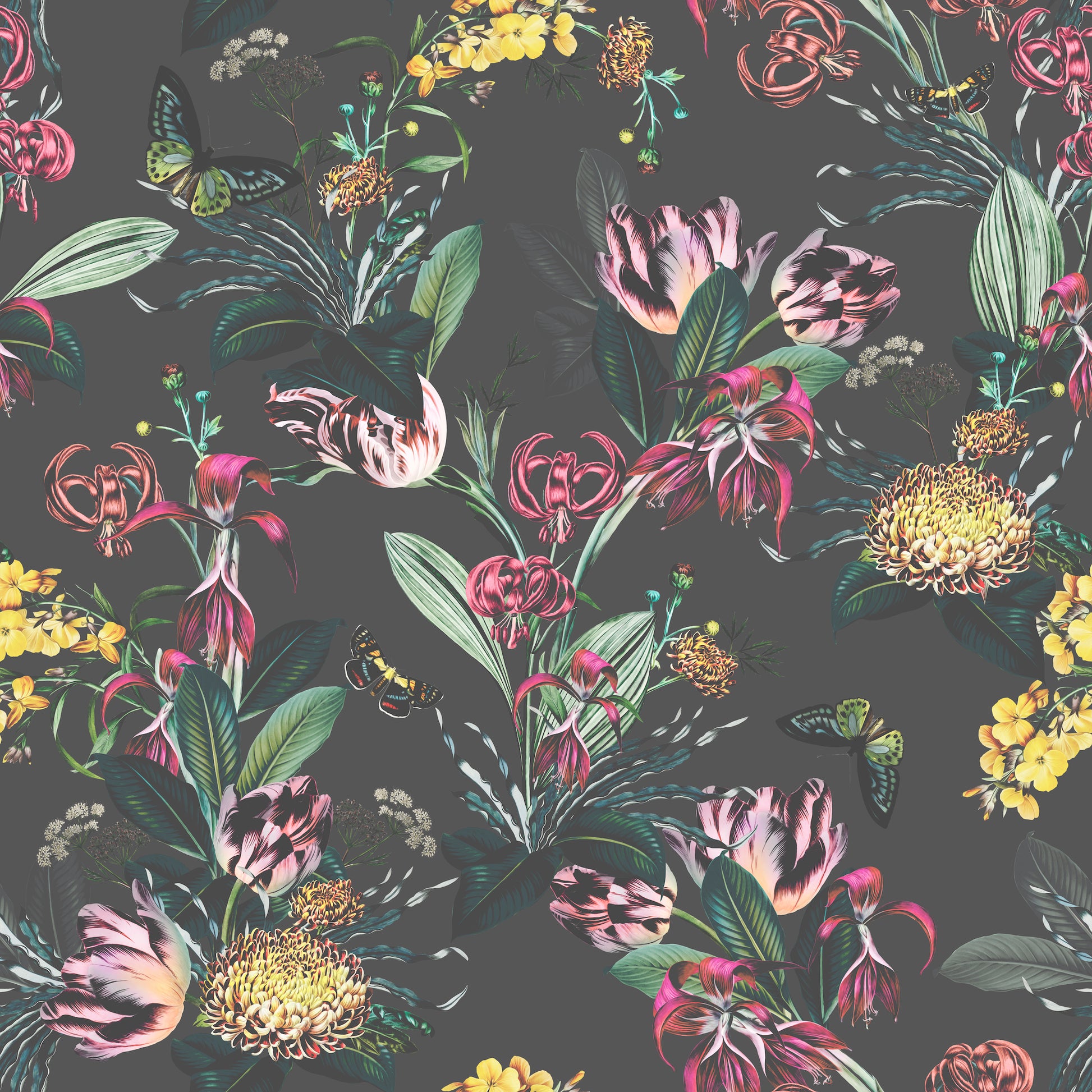 black exotic floral wallpaper removable peel and stick