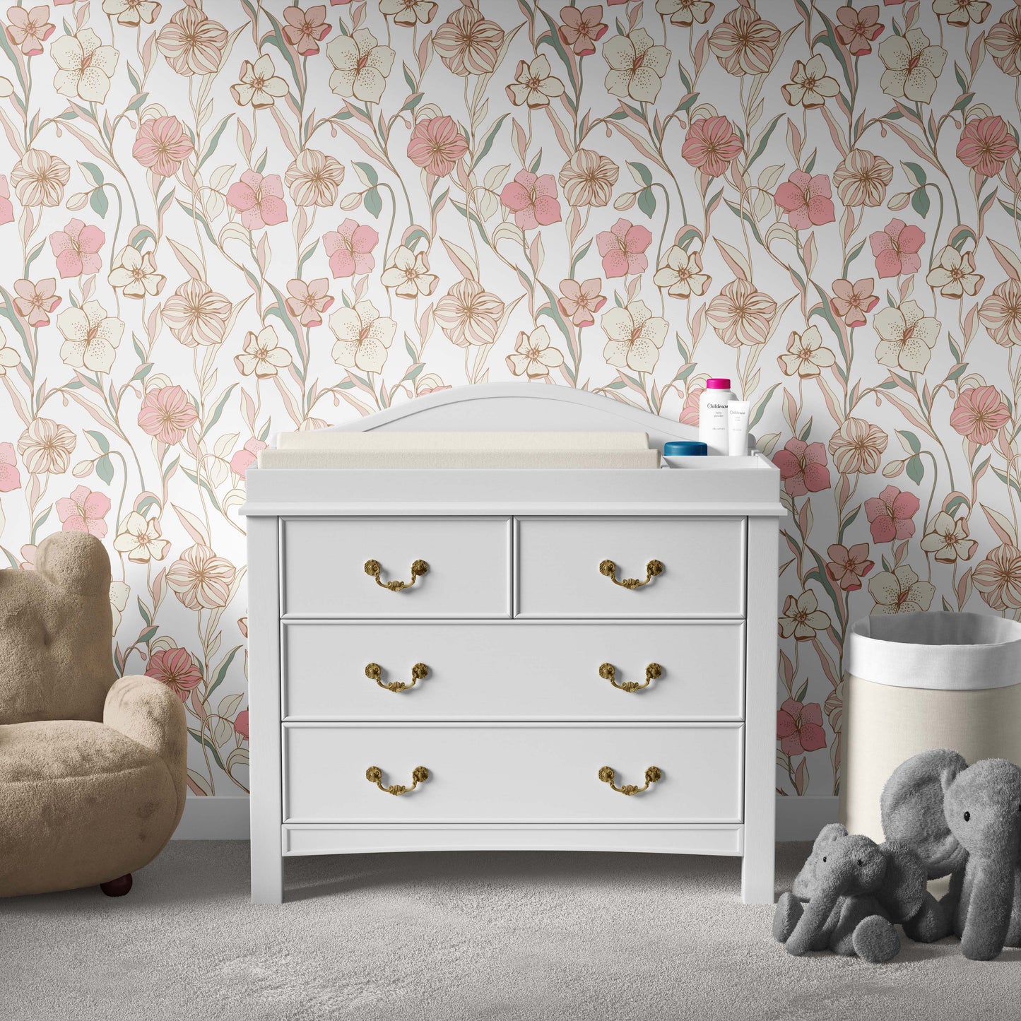 Flower Chateau | Peel and Stick | Fabric Wallpaper