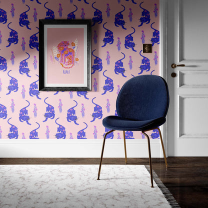 Folk-Art Tiger | Peel and Stick Wallpaper