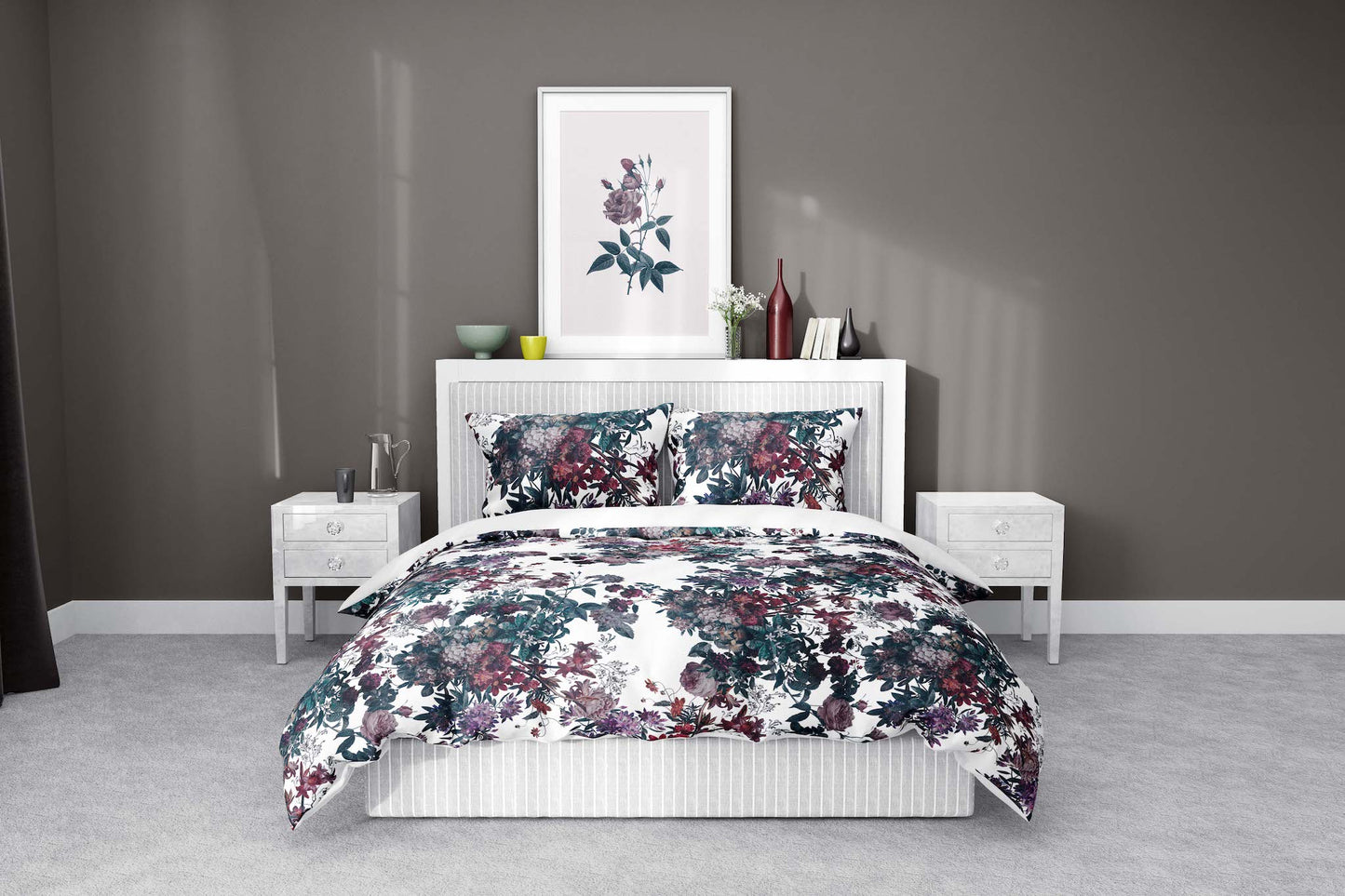 dark garden floral  cotton bedding duvet