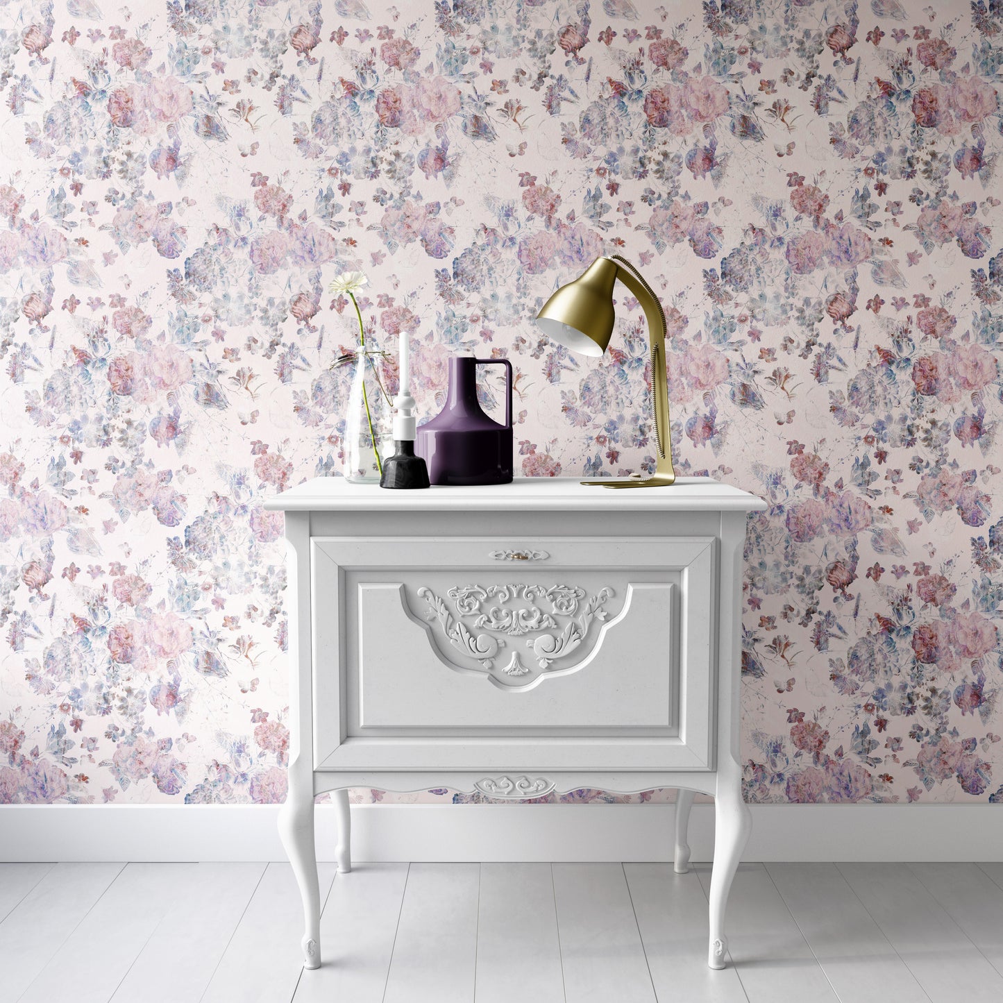 Maly Vintage Floral | Peel and Stick | Fabric Wallpaper